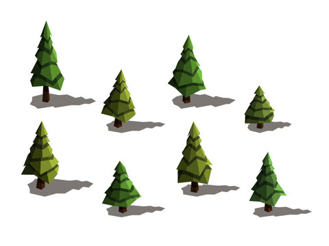 Low poly vector conifer set