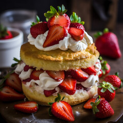 strawberry dessert pirozhenny with white cream strawberry pieces