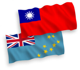 Flags of Tuvalu and Taiwan on a white background
