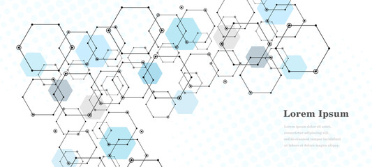 Obraz premium 幾何学 抽象 六角形 科学 背景 透過