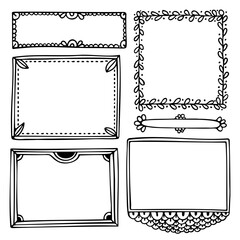 Bullet journal hand-drawn vector elements for notebook, diary, or planner. Doodle black frames are isolated on white background. 