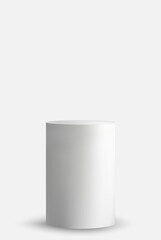 White 3d cylindrical podium. Minimal white stage for product presentation.