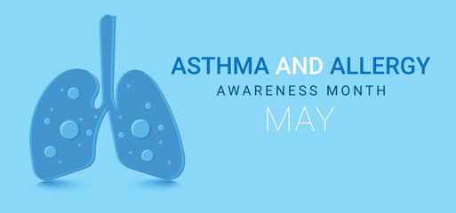 National asthma and allergy awareness month may. template  background, banner, card, poster. vector illustration. 