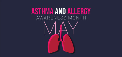 National asthma and allergy awareness month may. template  background, banner, card, poster. vector illustration.  - obrazy, fototapety, plakaty