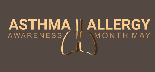 National asthma and allergy awareness month may. template  background, banner, card, poster. vector illustration. 