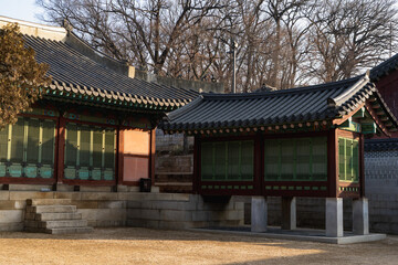 Fototapeta premium Changdeokgung Palace and Gwolnaegak-sa and Seonwon-jeon areas during winter morning at Jongno , Seoul South Korea : 3 February 2023