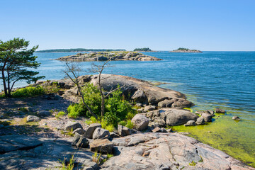 The rocky view of Porkkalanniemi and view to the Gulf of Finland, Finland