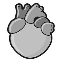 かわいい心臓のイラスト（白黒）