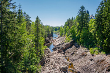 View of Imatrankoski rapid (The Imatra Rapid) in summer, Vuoksi River, Imatra, Finland
