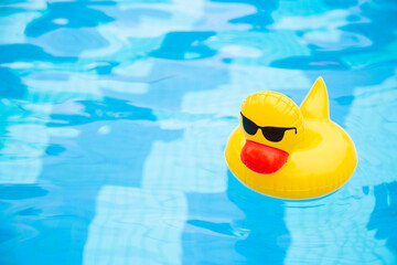 Inflatable Swimming glasses duck floating in the pool