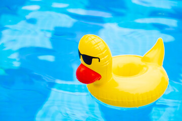 Inflatable Swimming glasses duck floating in the pool