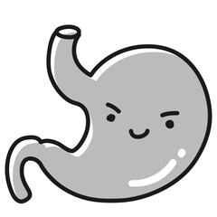 胃のキャラクター（白黒）