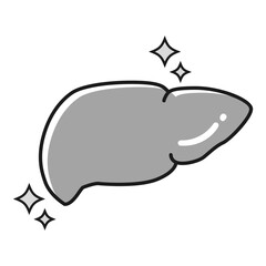 健康な肝臓のイラスト（白黒）