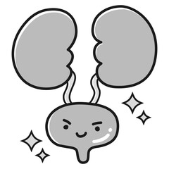 健康な膀胱のキャラクター(白黒)