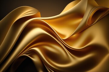 Gold silk in a dark background. Generative Ai