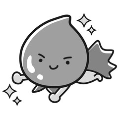 きれいなしずくのイラスト（美容、医薬品、クリームなど）ヒーローキャラクター(白黒)