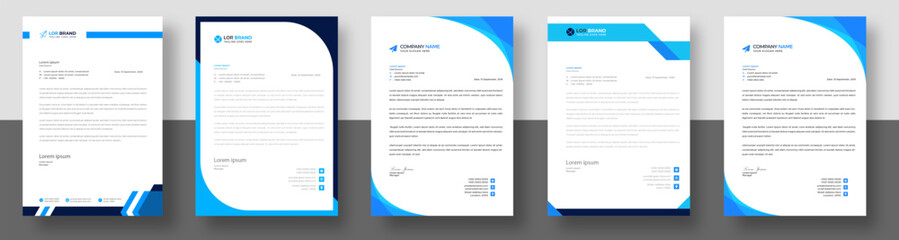 official minimal creative abstract professional newsletter corporate modern business proposal letterhead design template set with blue color. letter head design set with blue color. 