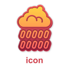 Gold Cloud with rain icon isolated on white background. Rain cloud precipitation with rain drops. Vector