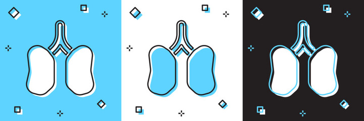 Obraz premium Set Lungs icon isolated on blue and white, black background. Vector