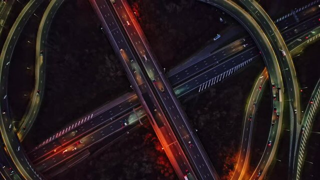 Cars driving on Highway Aerial view