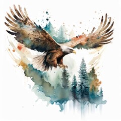 A Watercolor majestic eagle Generative Ai