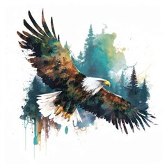 A Watercolor majestic eagle Generative Ai