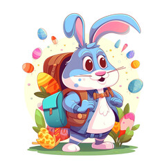 Easter Egg Scavanger Hunt - Easter Bunny Hunting for Easter Eggs - Delve into the Whimsical World of a Bunny's Quest for Hidden Treasures - Generative AI