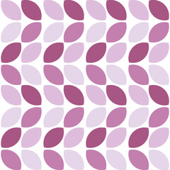 Modern minimalistic  geometric seamless pattern, rounded shapes, leaves in pink color scheme on a white background