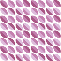 Modern minimalistic  geometric seamless pattern, rounded shapes, leaves in pink color scheme on a white background