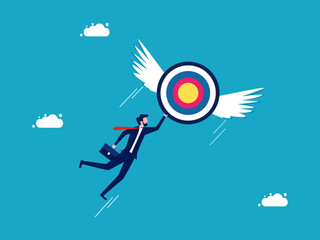 Fototapeta na wymiar Freedom to set goals. Businessman flying with set goals. business and investment concept vector