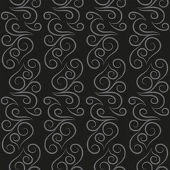 Seamless pattern, light linear pattern, monogram on a dark background. Design for banner, leaflet, print, poster, wallpaper, fabric. Abstract geometry.
