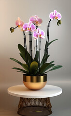 Naklejka na ściany i meble Orchid flower created with Generative Al technology