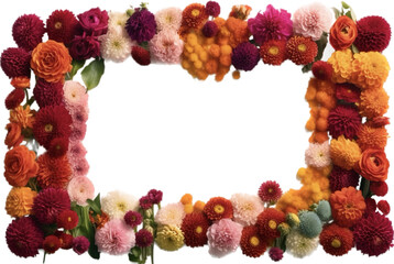 Flowers frame background with red, orange, pink, flowers, decoration, background, transparent background