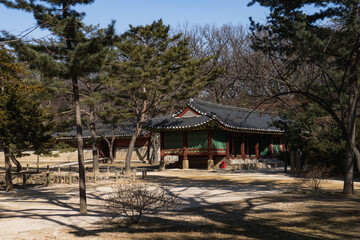 Jongmyo Shrine Confucian shrine dedicated to the oldest royal Confucian shrine and the ritual ceremonies during winter afternoon at Jongno , Seoul South Korea : 3 February 2023