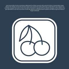 Blue line Casino slot machine with cherry symbol icon isolated on blue background. Gambling games. Vector