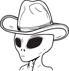Alien in the cowboy hat vector illustration