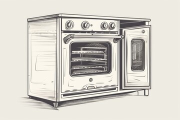 Obraz premium open oven with visible interior. Generative AI