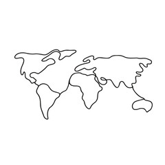 World map illustration in line art style isolated on white