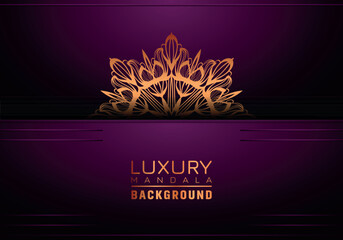 Luxury Mandala Ornamental Background Design With Golden Arabesque Pattern Style. Decorative Mandala Ornament For Print, Brochure, Banner, Cover, Poster, Invitation Card