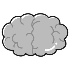 健康な脳のイラスト(白黒)