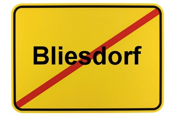 Illustration eines Ortsschildes der Gemeinde Bliesdorf in Brandenburg