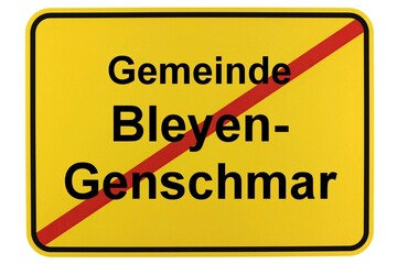 Illustration eines Ortsschildes der Gemeinde Bleyen-Genschmar in Brandenburg