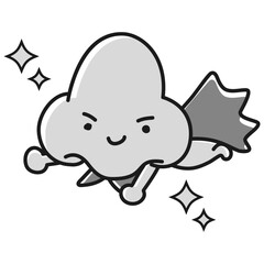 かわいい鼻のヒーローキャラクター(白黒)