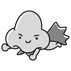 かわいい鼻のヒーローキャラクター(白黒)