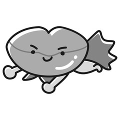 潤ったくちびるのヒーローキャラクター(白黒)