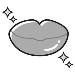 潤ったくちびるのイラスト(白黒)