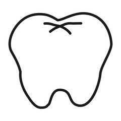 シンプルな白い歯のイラスト(白黒)