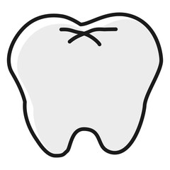 着色汚れのある歯のイラスト(白黒)