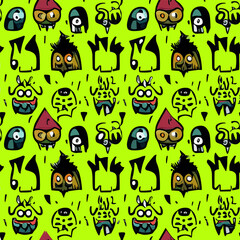 Vector seamless illustration fantastic monster pattern