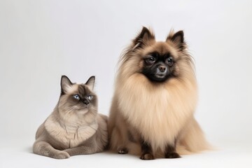 The Siamese cat and the Pomeranian are great buddies. Generative AI